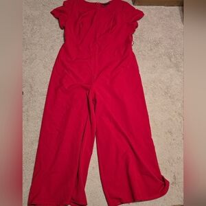 Red Wide-Leg Jumpsuit - Women's